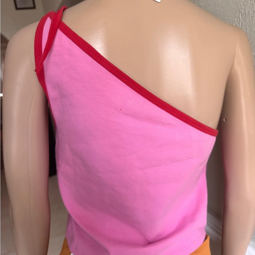 Urban outfitters large nwot Pink Asymmetrical Strap Top - Picture 3 of 6